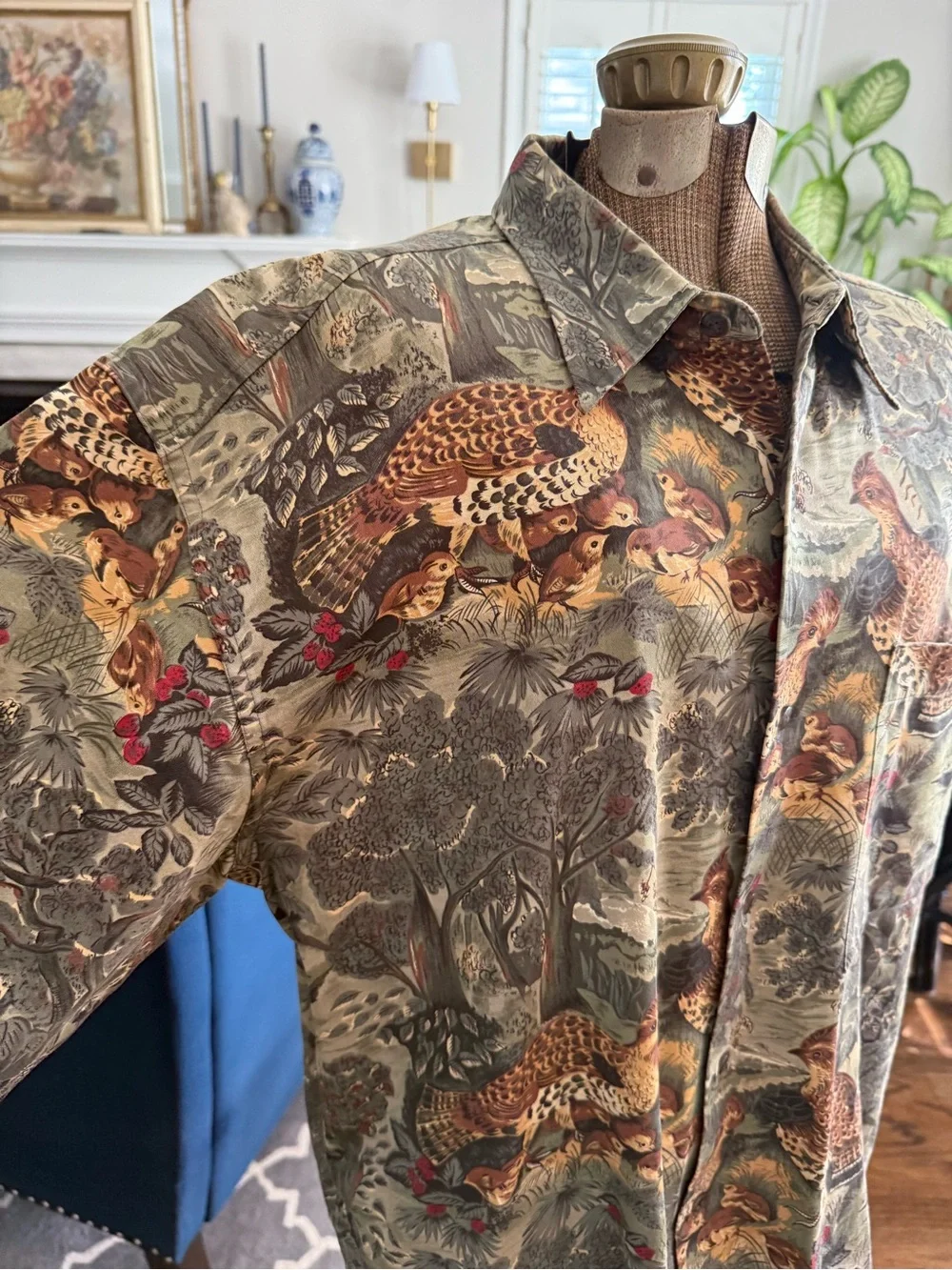 Vintage 90s BANANA REPUBLIC SAFARI quail pheasant Hunting Button Up Mens Shirt M